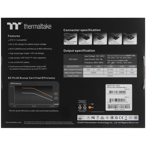 Блок питания Thermaltake Smart BX3 Bronze 550W [PS-SPD-0550NNFABE-3] черный thumb 7
