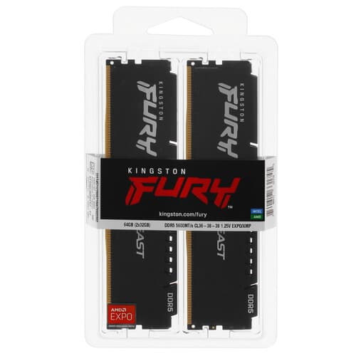 Kingston FURY Оперативная память Kingston Fury Beast Black AMD [KF556C36BBEK2-64] 64 ГБ, фото 4