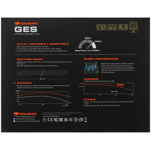 Блок питания Cougar GES 850 [31GK085.6433P] черный thumb 7