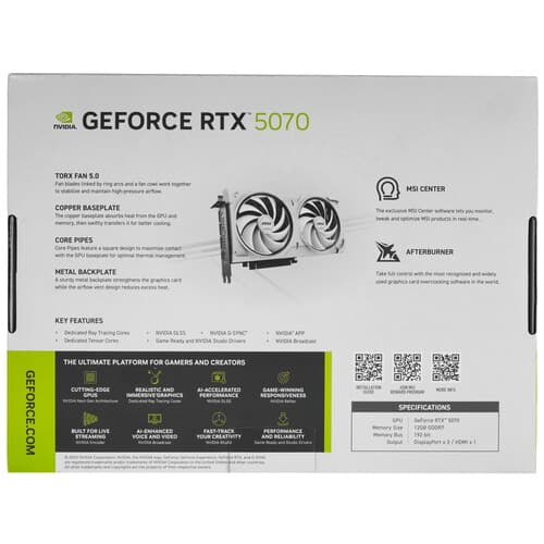 MSI Видеокарта MSI GeForce RTX 5070 VENTUS 2X WHITE OC [RTX 5070 12G VENTUS 2X OC WHITE], фото 10
