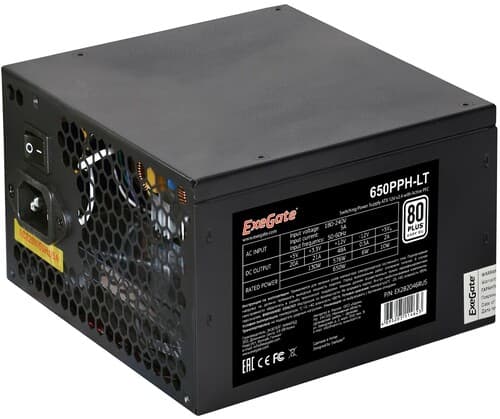 Блок питания ExeGate 80 PLUS 650PPH LT S OEM [EX282046RUS-OEM-S] черный thumb 10