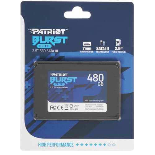 Patriot Memory 480 ГБ 2.5" SATA накопитель Patriot Burst Elite [PBE480GS25SSDR]
