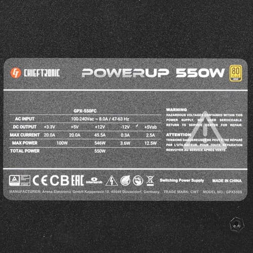 Блок питания Chieftec PowerUP 550W [GPX-550FC] черный thumb 4
