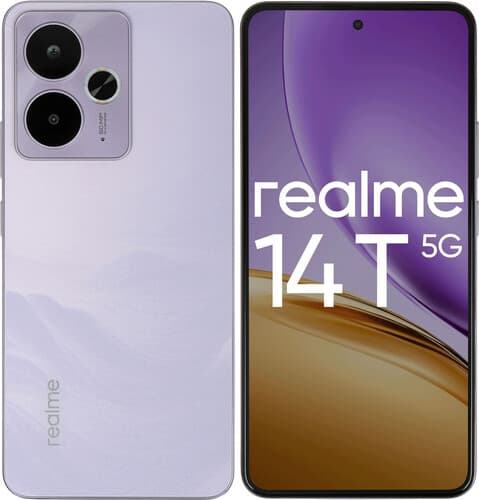 realme 6.67" Смартфон realme 14T 128 ГБ фиолетовый