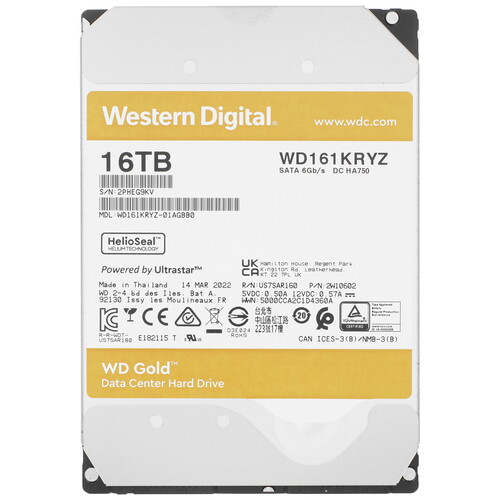 Western Digital 16 ТБ Жесткий диск WD Gold [WD161KRYZ]