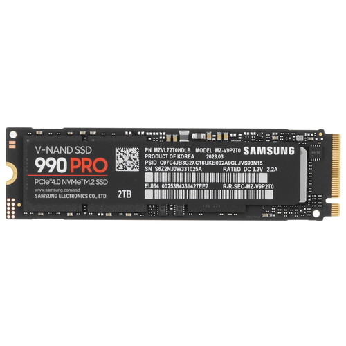 Samsung 2000 ГБ M.2 NVMe накопитель Samsung 990 PRO [MZ-V9P2T0BW]