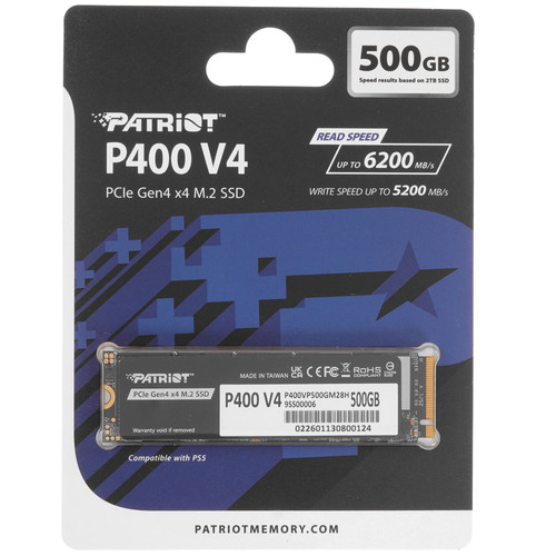 Patriot Memory 500 ГБ M.2 NVMe накопитель Patriot P400 V4 [P400VP500GM28H]