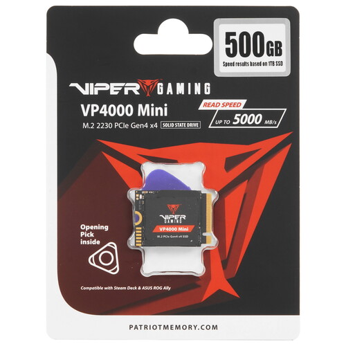 Patriot Memory 512 ГБ M.2 NVMe накопитель Patriot Viper VP4000 Mini [VP4000M500GM23]