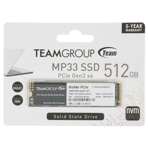 Team Group 512 ГБ M.2 NVMe накопитель TEAMGROUP MP33 [TM8FP6512G0C101]