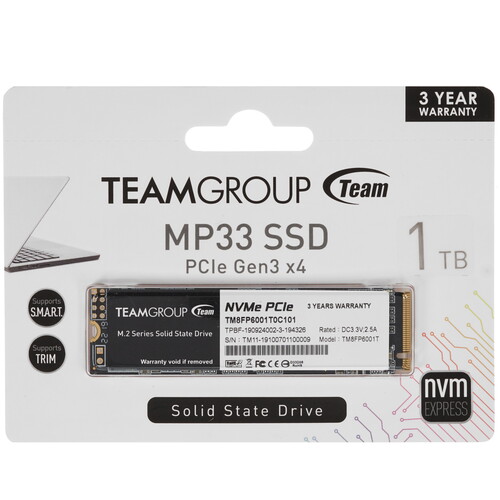 Team Group 1000 ГБ M.2 NVMe накопитель TEAMGROUP MP33 [TM8FP6001T0C101]