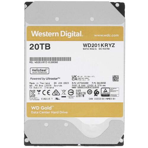 Western Digital 20 ТБ Жесткий диск WD Gold [WD201KRYZ]