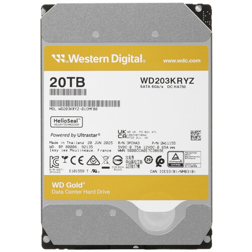 Western Digital 20 ТБ Жесткий диск WD Gold [WD203KRYZ]
