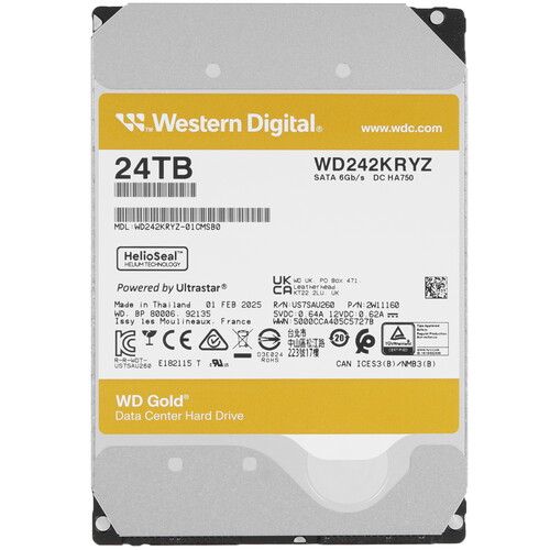 Western Digital 24 ТБ Жесткий диск Western Digital Gold [WD242KRYZ]